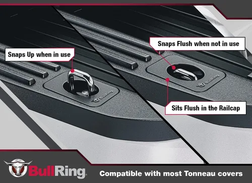 Vista 7 de Bull Ring - Amarres retráctiles para caja de camioneta ajustables para Ford F150 2015-25, Super Duty 2017-25, Raptor 2017-25 – Ajuste empotrado