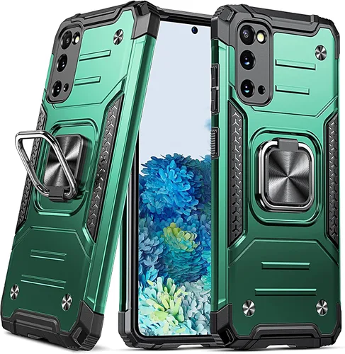 Vista 24 de DASFOND Diseñada para funda Galaxy S8 con soporte, anillo metálico giratorio mejorado de 360°, soporte kickstand de grado militar, resistente a