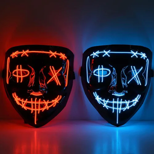 Vista 7 de GAOMON Máscara de Halloween con luz LED, máscara aterradora para festivales, cosplay, disfraces de Halloween, fiestas de máscaras, carnaval