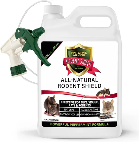 Vista 11 de Natural Armor Repelente de menta para ratones/ratas y roedores. Spray natural para uso en interiores y exteriores, escudo contra roedores - 128 fl