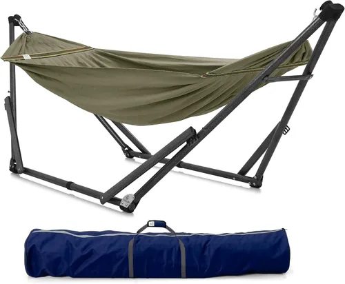 Vista 16 de Soporte de hamaca Tranquillo Uniki con garantía de 3 años, hamaca plegable instantánea de 30s con soporte, hamaca de camping con capacidad de 550 1.