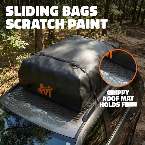 Vista 5 de Mockins Bolsa de Carga para Techo de Automóvil de 16 Pies Cúbicos Bolsa de Techo de 45"x34"x18" para Automóvil Sin Portaequipajes Portaequipajes