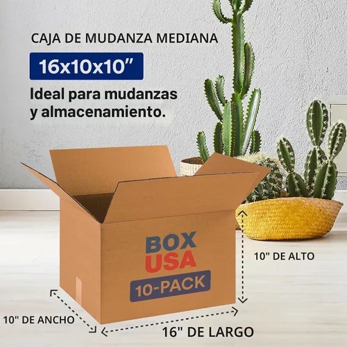 Vista 2 de BOX USA Moving Boxes Small 16"L x 10"W x 10"H 10-Pack - Corrugated Cardboard Box for Shipping, Mailing, Packing, Packaging and Storage