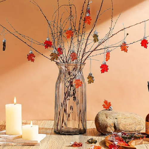 Vista 5 de WILLBOND 36 piezas de adornos de Acción de Gracias para árbol pequeño, decoración de árbol de Acción de Gracias, hoja de arce, adornos colgantes