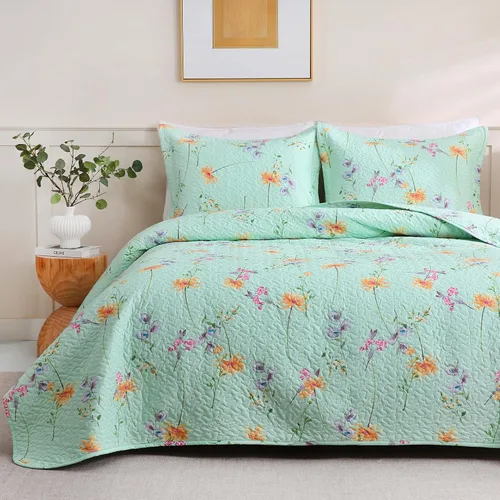 Vista 12 de JSD Juego de edredón floral paisley negro, tamaño twin, 2 piezas de cubrecamas estampadas con funda de almohada, manta acolchada de microfibra suave