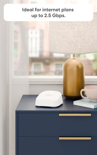 Vista 5 de Amazon eero 7 con 1 mes gratis de eero Plus (renovación automática): WiFi rápido hasta 2.5 Gbps, cubre hasta 2,000 sq. ft., paquete de 1