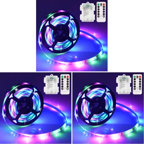 Vista 21 de echosari Tira de luces operadas por batería, 16.5 pies, 150 LED 2835 SMD, tiras de luces para armario con control remoto para dormitorio, cocina
