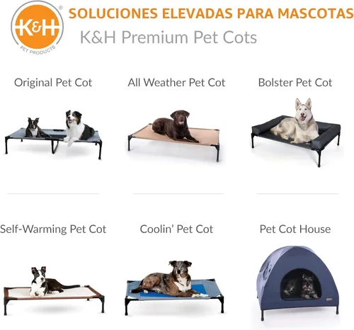 Vista 8 de K&H - Cama elevada para perros para exteriores, cuna con refuerzo, tamaño mediano, 32 x 25 pulgadas, color carbón Pet Cot for Medium & Large Pets