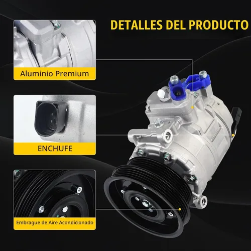 Vista 4 de KUSATEC CO 4574JC - Compresor de aire acondicionado para Audi TT RS Quattro 2012-2013; Volkswagen Beetle 2006-2017, Cabrio 2010, Golf 2010-2014
