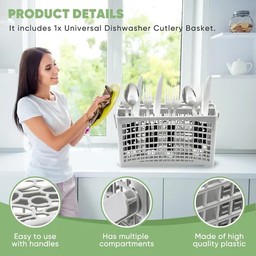 Vista 6 de Cesta universal de repuesto para lavavajillas, cesta 2 en 1 para utensilios/cubiertos, compatible con Bosch, Maytag, Kenmore, Whirlpool, KitchenAid