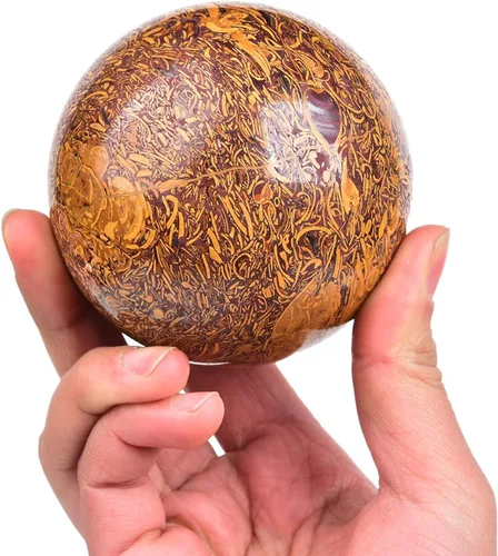 Vista 145 de JIC Gem Piedra Natural de Jaspe Africano Cristal de Curación Esfera Adivinación Bola de Piedra Preciosa, Feng Shui Reiki Aura Decoración