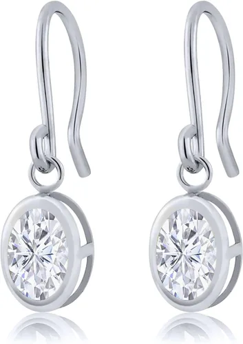 Vista 10 de Gem Stone King Aretes colgantes de plata de ley 925 de 0.276 x 0.197 in con piedra natal ovalada de alambre francés para mujer