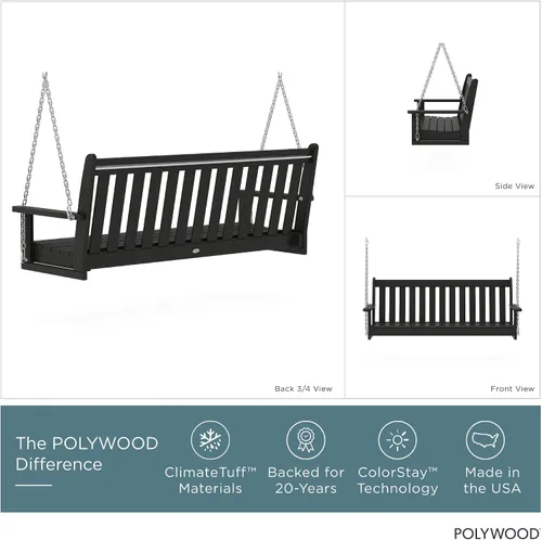 Vista 2 de POLYWOOD GNS60BL Vineyard - Columpio para exteriores de 60 pulgadas, color negro