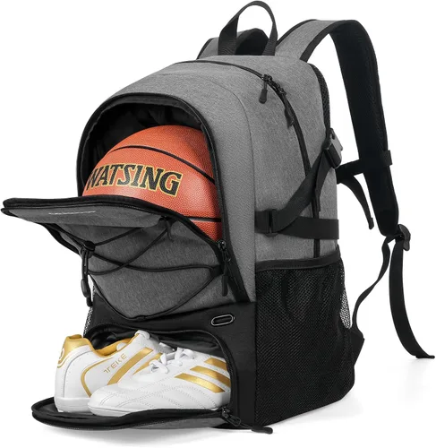 Vista 8 de GRANDUP - Mochila de baloncesto con compartimento para pelota y zapatos. Adecuada para voleibol, fútbol, natación, gimnasio, viajes y escuela