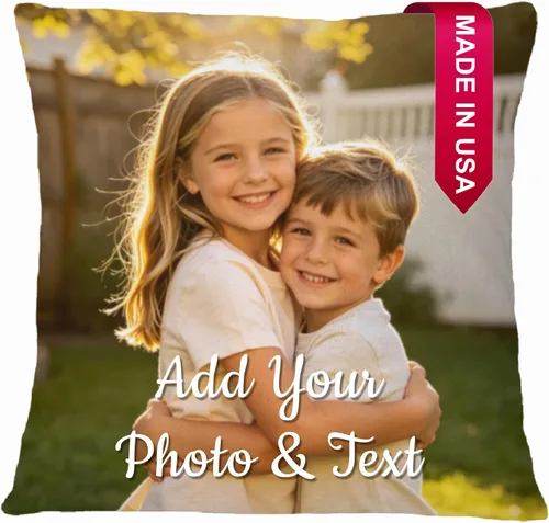 Vista 8 de Personalized Custom Photo Pillow Cover 12x20 Rectangular Cushion Case Customize with Your Photo, Text and Logo; Soft Durable Fabric, Personalized
