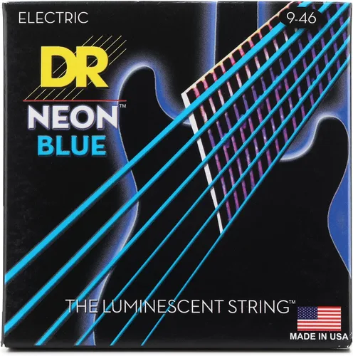 Vista 16 de DR Strings NBE-9 - Cuerdas para guitarra eléctrica de color azul neón de alta definición, cuerda ligera, 9-42