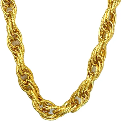 Vista 5 de TUOKAY Collar largo pesado de cuerda de oro para rapero de 0.472in de largo, brillante grande de 18 quilates de oro de cadena de cuerda para Rap