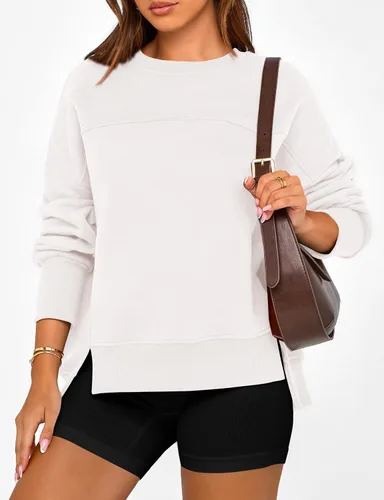 Vista 5 de BTFBM Sudaderas de cuello redondo para mujer Blanco
