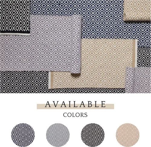 Vista 6 de RAJRANG Alfombra de baño de algodón tejida con patrón geométrico de diamante, alfombras reversibles, lavables a máquina, duraderas, color beige