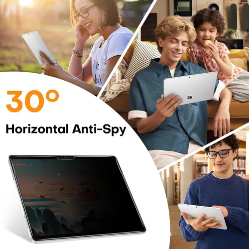 Vista 4 de OMOTON Paquete de 2 protectores de pantalla de privacidad para Microsoft Surface Pro de 12 pulgadas versión 2025, vidrio templado antiespía