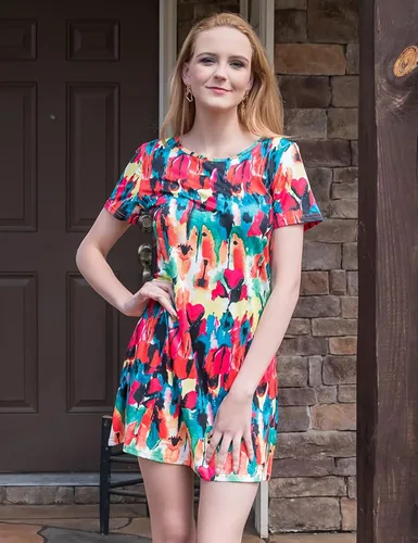 Vista 3 de Feager - Vestido para mujer, con manga corta y espalda cruzada, diseño a rayas, estilo casual