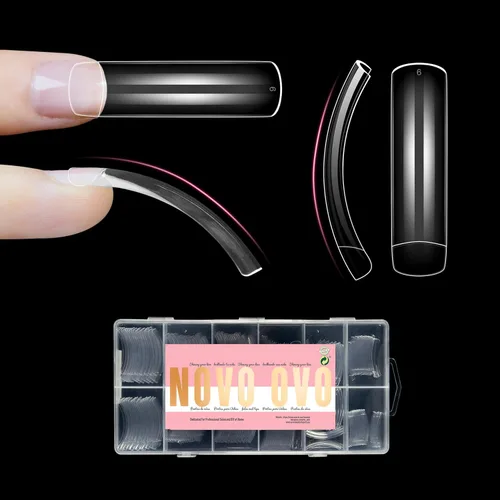 Vista 9 de NOVO OVO Halloween 500 piezas Puntas de uñas postizas curvas Hawk transparentes extra súper extremas de curva profunda y media, puntas de garra