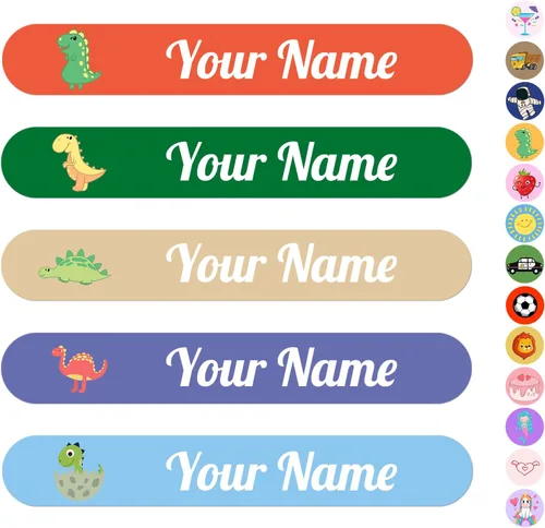 Vista 13 de 100 calcomanías de nombre personalizadas para niños, etiquetas de nombre personalizadas para suministros escolares, guardería, etiquetas