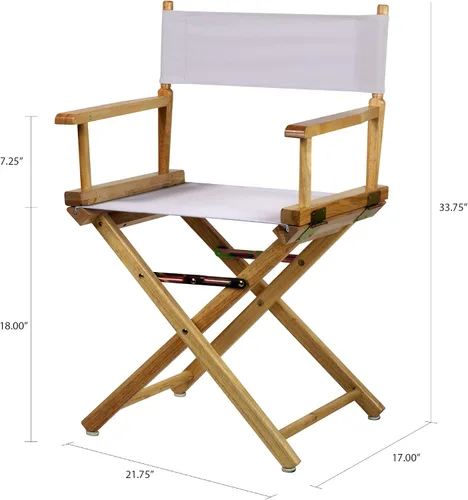 Vista 2 de Casual Home - Silla de director de 18.0 in, marco natural con lona blanco
