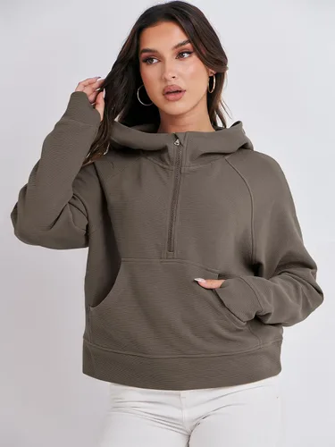 Vista 6 de ANRABESS Half Zip Sweatshirts Cropped Hoodies Fleece Womens Quarter Zip Up Pullover Sweaters Fall Outfits 2023 Winter Clothes
