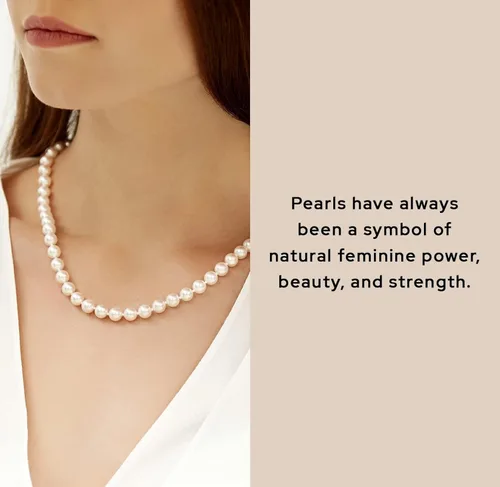 Vista 6 de Collar de perlas reales para mujer con perlas cultivadas auténticas de agua dulce blancas de calidad AAA+, hilo de perlas de 18 pulgadas con cierre