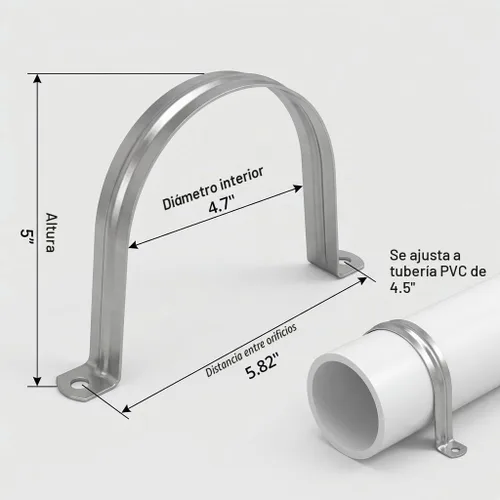Vista 2 de QWORK Abrazadera de correa de tubo rígido de 4 pulgadas, paquete de 10 clips de tubo de soporte Strap-U, correa de acero inoxidable resistente