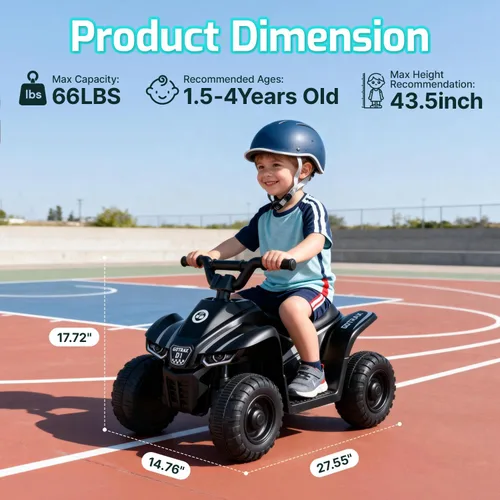 Vista 7 de Gotrax Juguetes de paseo RT1 para niños pequeños de 1.5 a 4, batería segura de plomo de 12 V de hasta 80 minutos, 2 engranajes hacia adelante/atrás