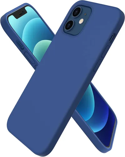 Vista 9 de ORNARTO - Funda para iPhone 12/12 Pro, silicona líquida delgada, color negro 3-Layer Full Covered Soft Gel Rubber, Non-Slip Grip Shockproof