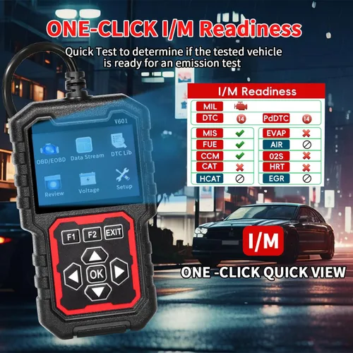 Vista 6 de V601 Escáner de Diagnóstico Profesional OBD2 - Lector Rápido de Códigos de Luz de Verificación del Motor, Probador de Voltaje, Preparación I/M