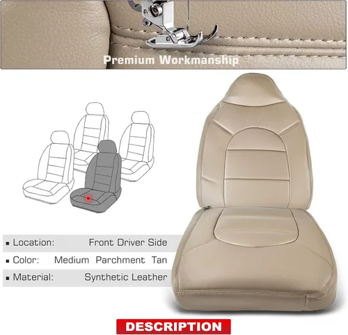 Vista 2 de A-Premium Funda de asiento de color marrón pergamino mediano compatible con Ford F-250/F-350/F-450/F-550 Super Duty Lariat 2000-2001 lado delantero