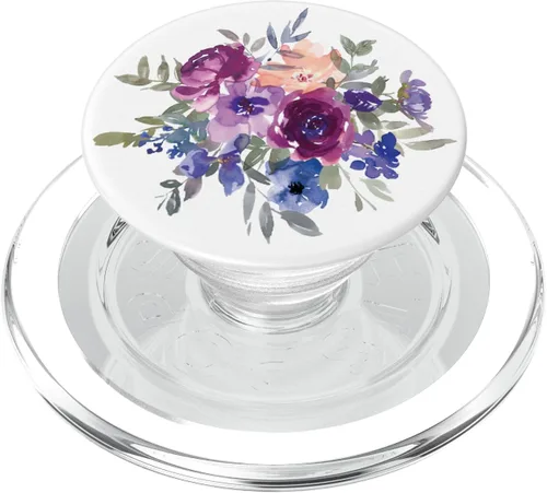 Vista 8 de PopSockets de flores moradas para mujer, PopGrip intercambiable