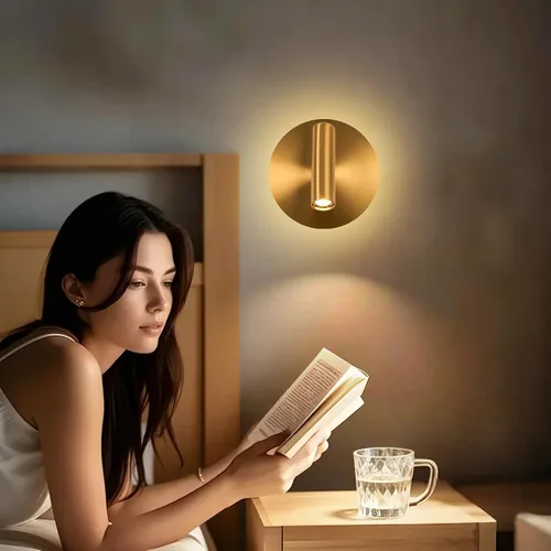 Vista 6 de ZEROUNO Lámpara de lectura de montaje en pared para dormitorio, lámpara de pared nocturna retroiluminada, aplique cableado con interruptor