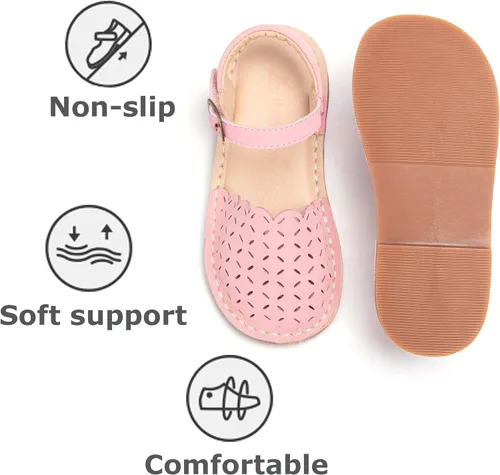 Vista 29 de THEE BRON Sandalias cómodas para niñas, zapatos para niños, sandalias rellenas