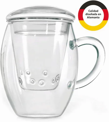 Vista 9 de Creano Vaso de té con infusor y tapa de 13.5 fl oz - Taza de té grande - Apto para microondas y lavavajillas - Set de regalo para tetera de hojas 1
