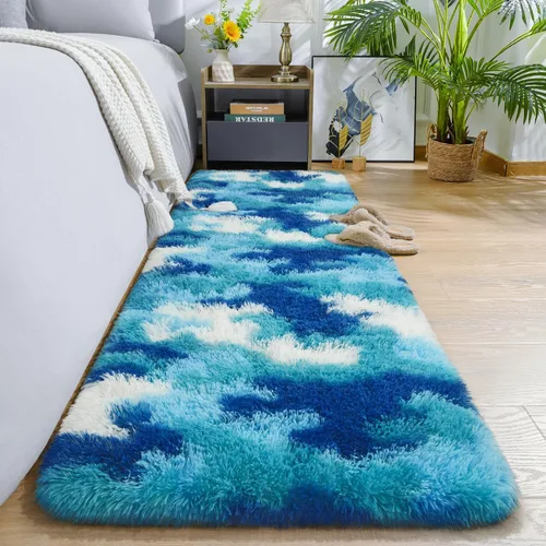 Vista 9 de AROGAN Alfombras suaves de 2 x 4 pies para dormitorio, alfombra mullida de felpa, alfombra peluda que no desprende para guardería, habitación