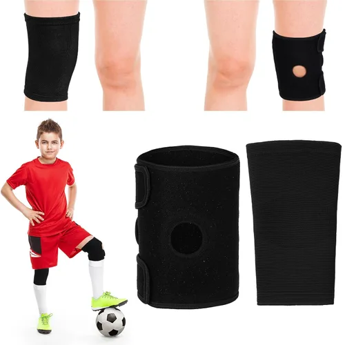 Vista 13 de 2 rodilleras para niños, rodilleras de compresión para niños y niñas, básquetbol, voleibol, deportes y gimnasia (negro, M)