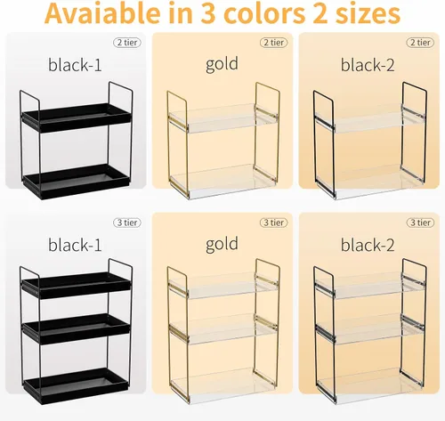 Vista 7 de NPPLUS Organizador de encimera de baño, estante de metal de 2 niveles para el cuidado de la piel, negro mate, 13.6 pulgadas de largo x 6.9 pulgadas