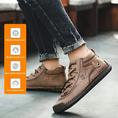 Vista 6 de alcubieree - Zapatos casuales de cuero para hombre, botines chukka sin cordones, mocasines ligeros, zapatos de conducción para caminar y conducir