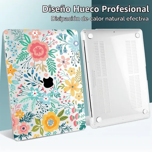 Vista 6 de TWOLSKOO Funda para MacBook Air de 13,3 pulgadas (versión antigua 2018-2021, modelos: M1 A2337, A2179, A1932) - Carcasa rígida con protector de Flor