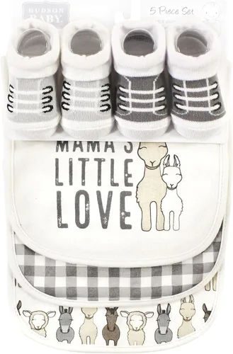 Vista 292 de Hudson Baby Conjunto de babero y calcetines unisex de algodón para bebé