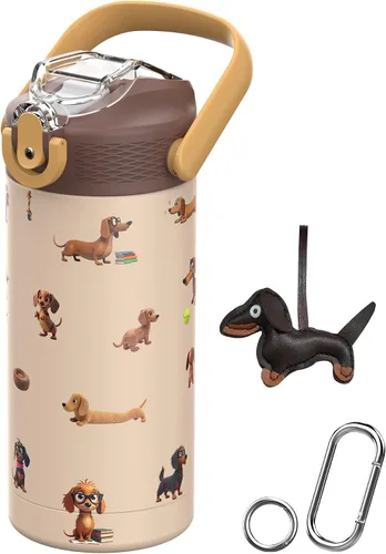 Vista 11 de MYFOREST - Botella de agua aislada para niños de 14 onzas / 13.5 fl oz, forro sin olor, 3D Touch No Plastic Taste, Surgical Steel - No Chemical