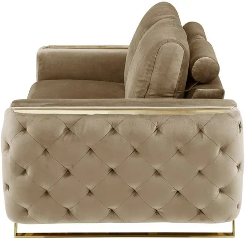 Vista 12 de Blackjack Furniture Lucca Collection - Sofás de terciopelo para sala de estar con marco de madera brasileña tapizado y patas de acero inoxidable, 2