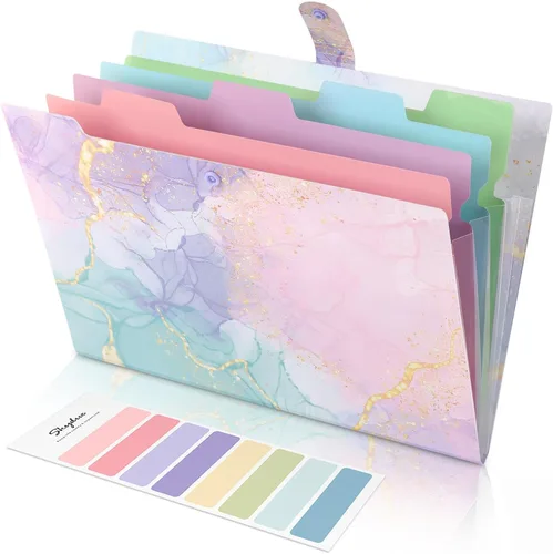 Vista 8 de SKYDUE Carpeta de archivos expandible con 5 bolsillos, bonito organizador de archivos de acordeón, carpeta de archivo de tamaño carta, organizador