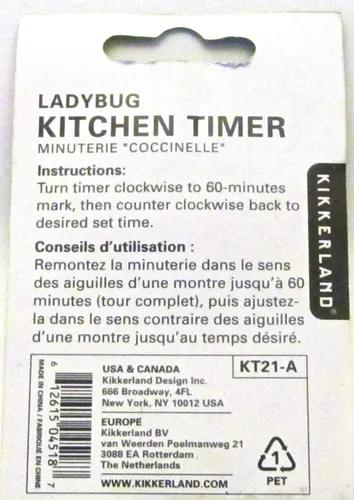 Vista 6 de Mariquita temporizador de cocina Kikkerland, Ladybug, Rojo