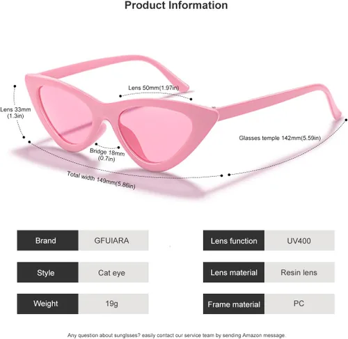 Vista 3 de Vintage Cat Eye Sunglasses for Women Classic Retro Narrow Cateye Shades UV400 Protection Sun Glasses Sunnies
